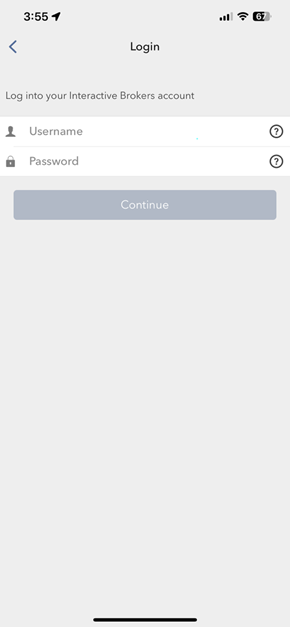 Image of the IB key login for iPhone